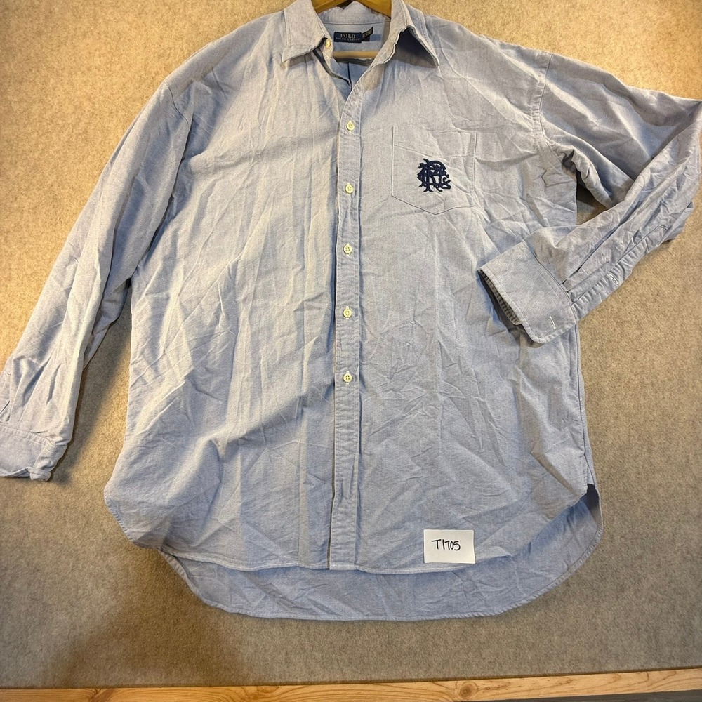 Polo Ralph Lauren Mens XL Blue Oxford Button Down Shirt Embroidered Crest Logo